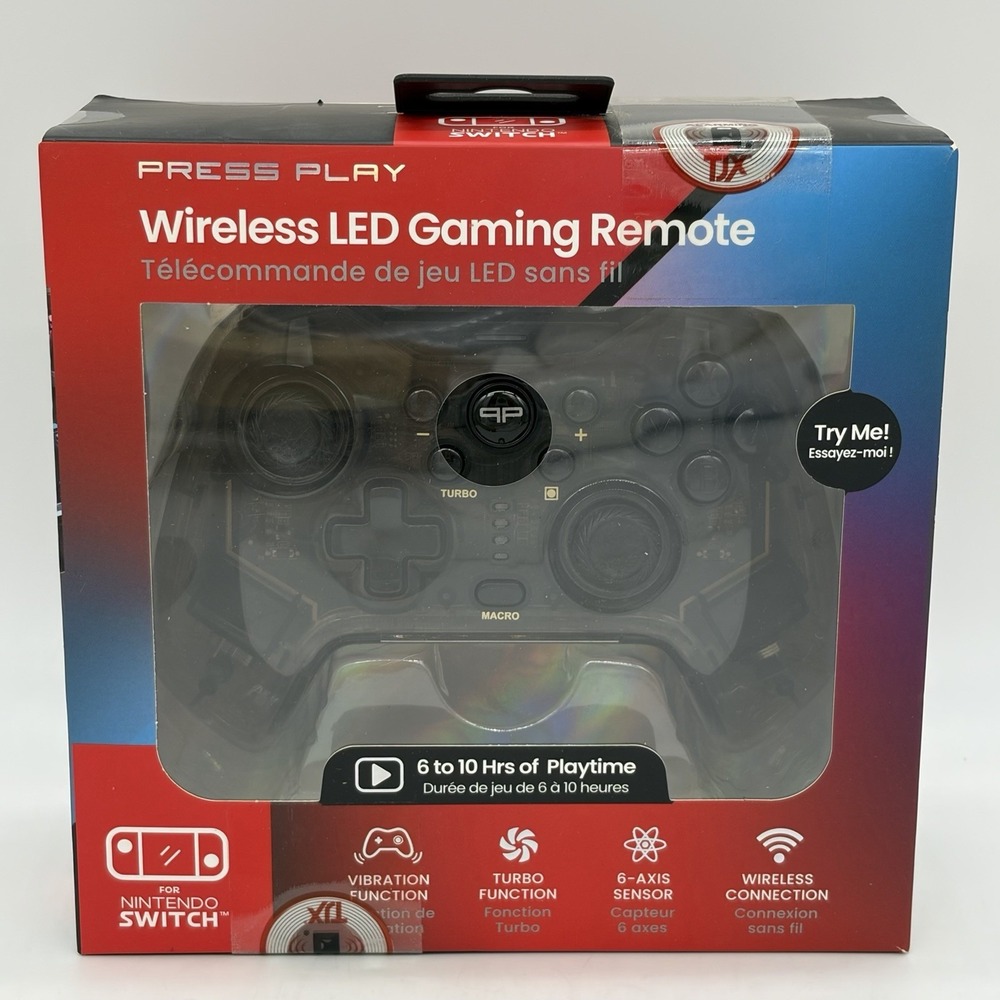 NEW Press Play Wireless LED Gaming Remote For Nintendo Switch Clear Turbo 6-Axis